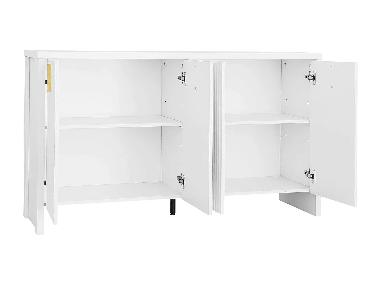 Dressoir 140x80x38cm, met 4 deuren, gouden handgrepen en verstelbare verdelers, elegant design, spaanplaat, wit