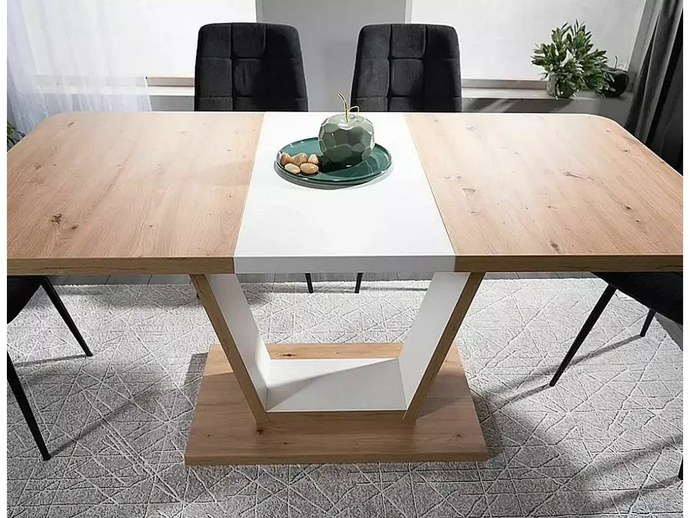 Dining Table Nigel (80x120-160)/Marron&Blanc