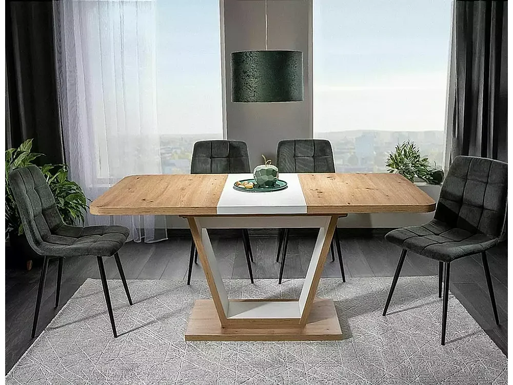 Tavolo da pranzo Nigel (80x120-160)/Marrone&Bianco