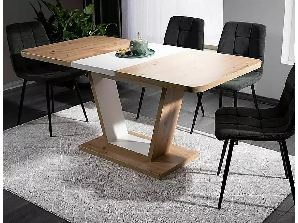 Tavolo da pranzo Nigel (80x120-160)/Marrone&Bianco