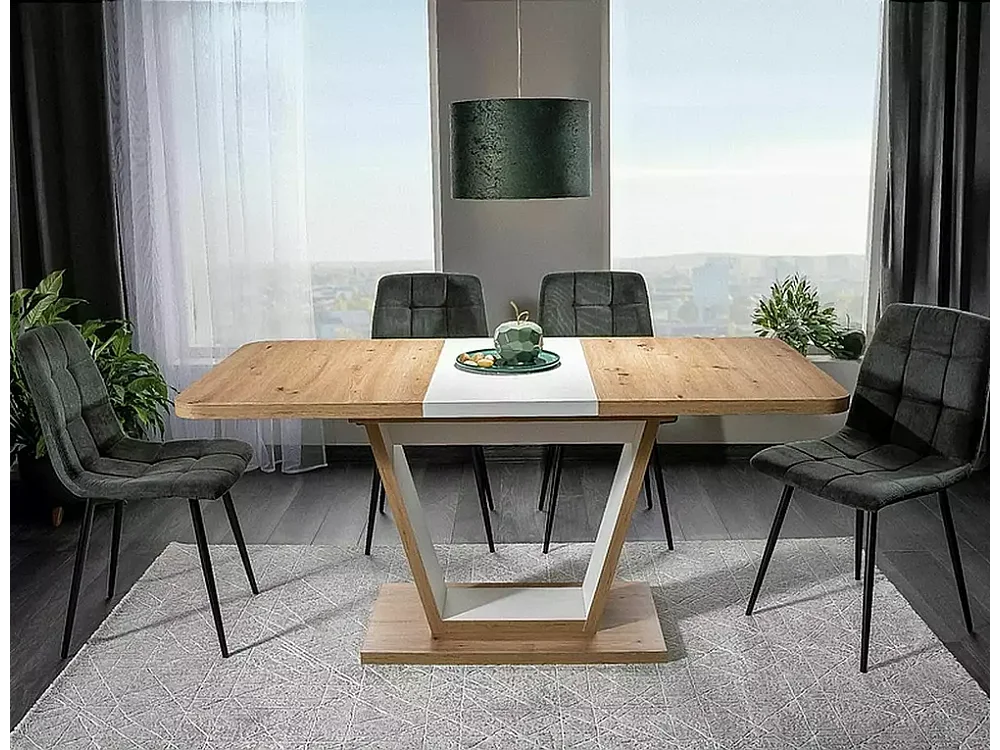 Tavolo da pranzo Nigel (80x120-160)/Marrone&Bianco