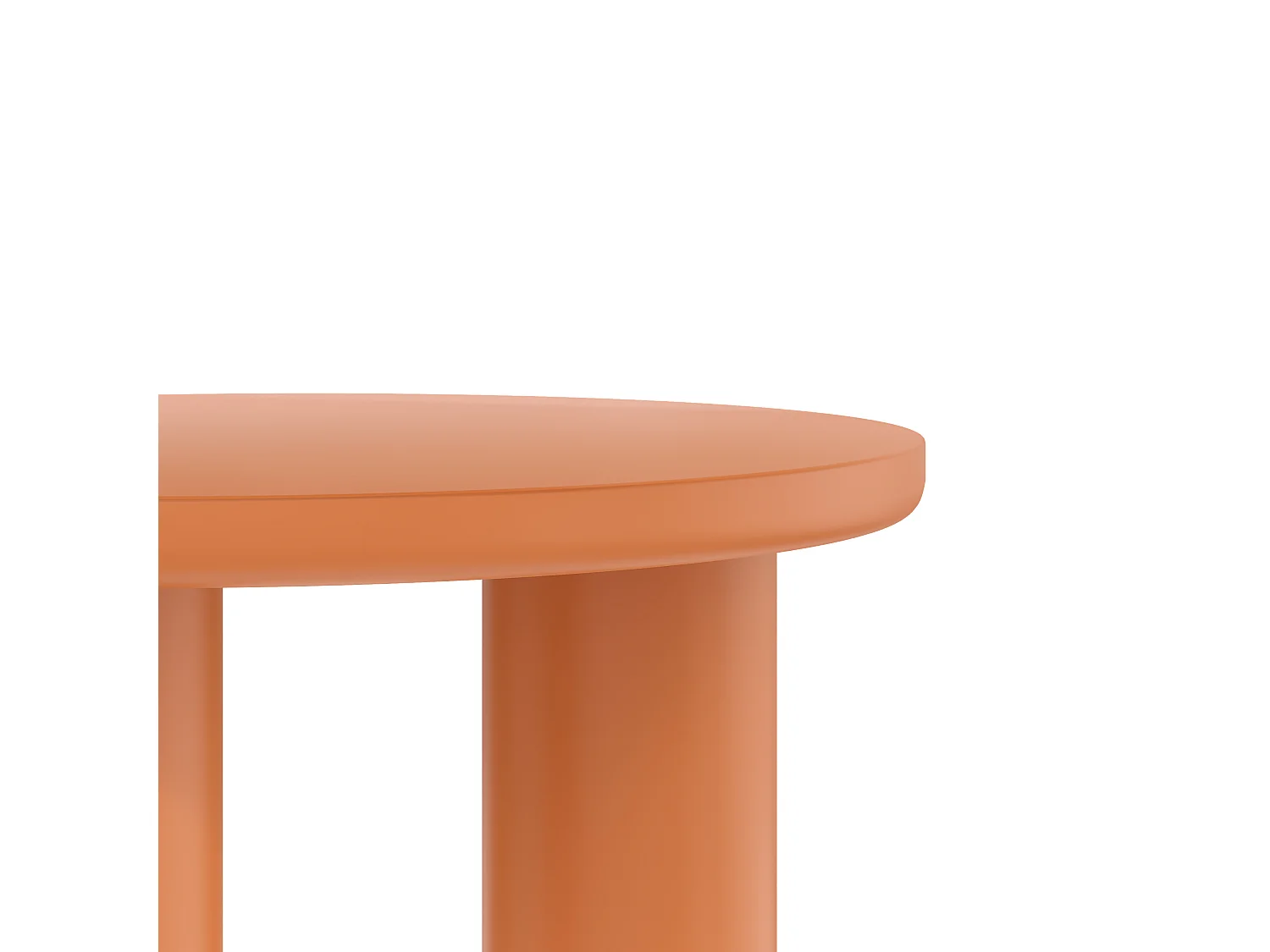 Tavolino rotondo, diametro 72,2 cm, altezza 35,35 cm, piano in MDF verniciato e gambe in PVC arancione