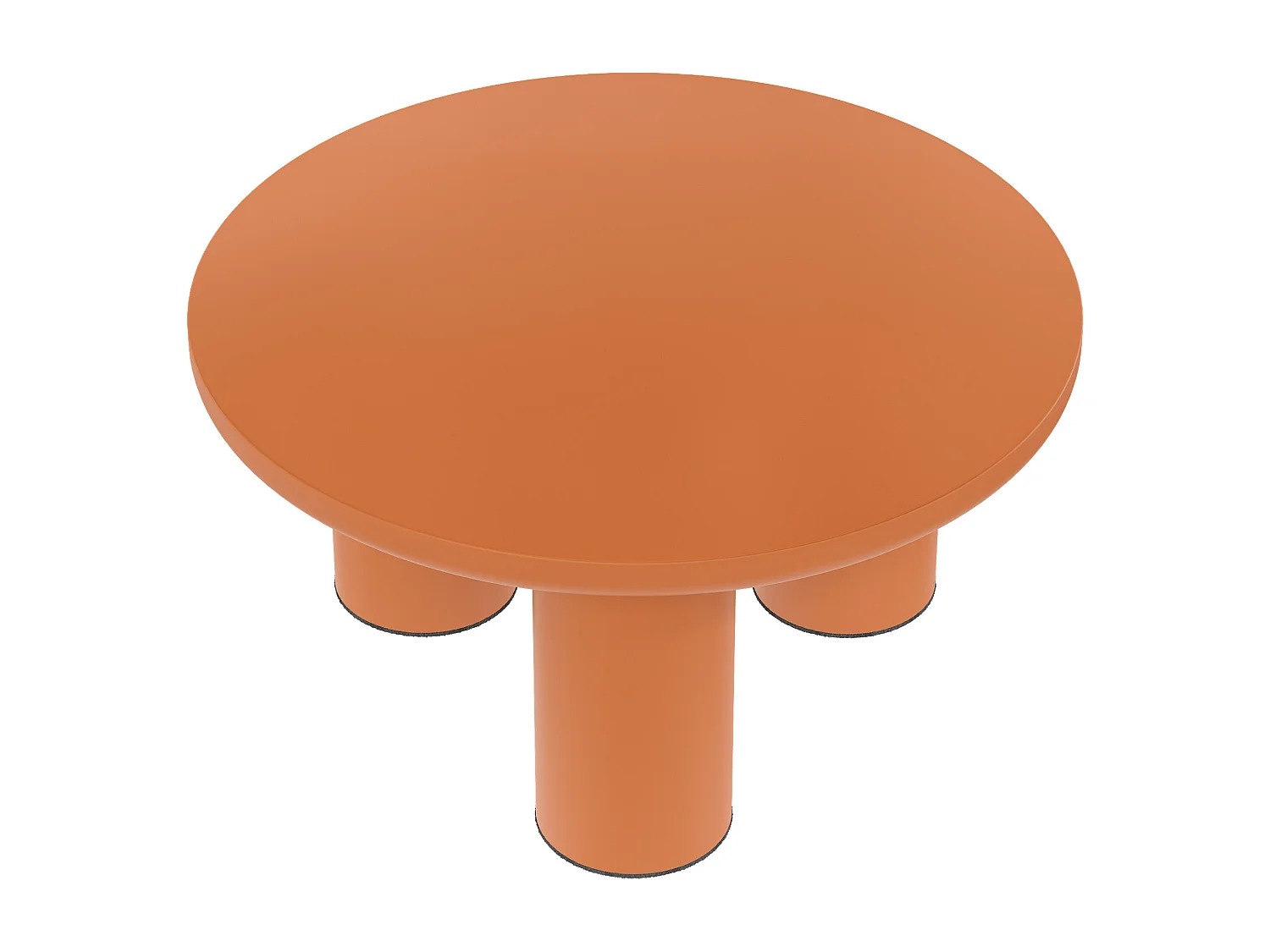 Tavolino rotondo, diametro 72,2 cm, altezza 35,35 cm, piano in MDF verniciato e gambe in PVC arancione