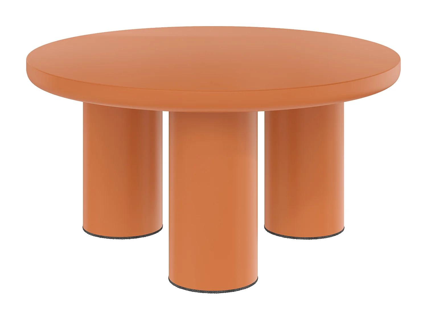 Tavolino rotondo, diametro 72,2 cm, altezza 35,35 cm, piano in MDF verniciato e gambe in PVC arancione