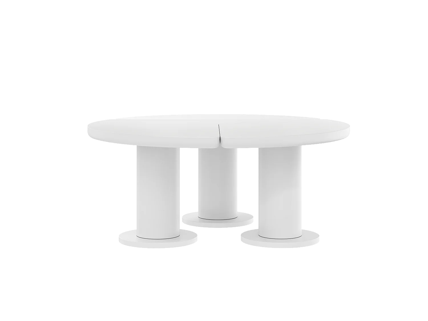Ronde salontafel, diameter 100 cm, hoogte 40 cm, geverfd MDF-blad en PVC-poten, wit