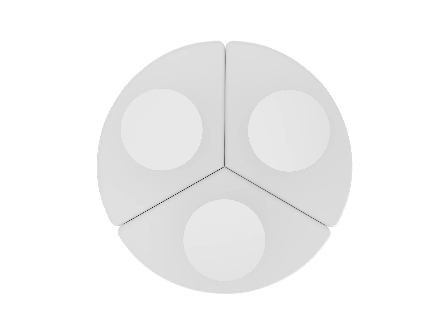 Ronde salontafel, diameter 100 cm, hoogte 40 cm, geverfd MDF-blad en PVC-poten, wit