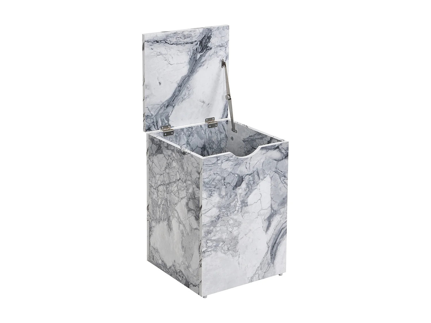 Set di 2 tavolini fissi, tavolino componibile effetto marmo con tavolino laterale divano e balcone, bianco