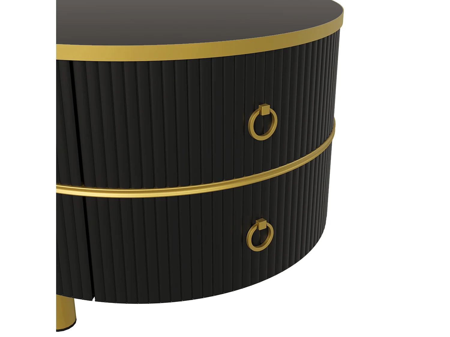 Set van 2 in elkaar passende salontafels met 2 lades - gehard glasfineer Bruin - Zwart