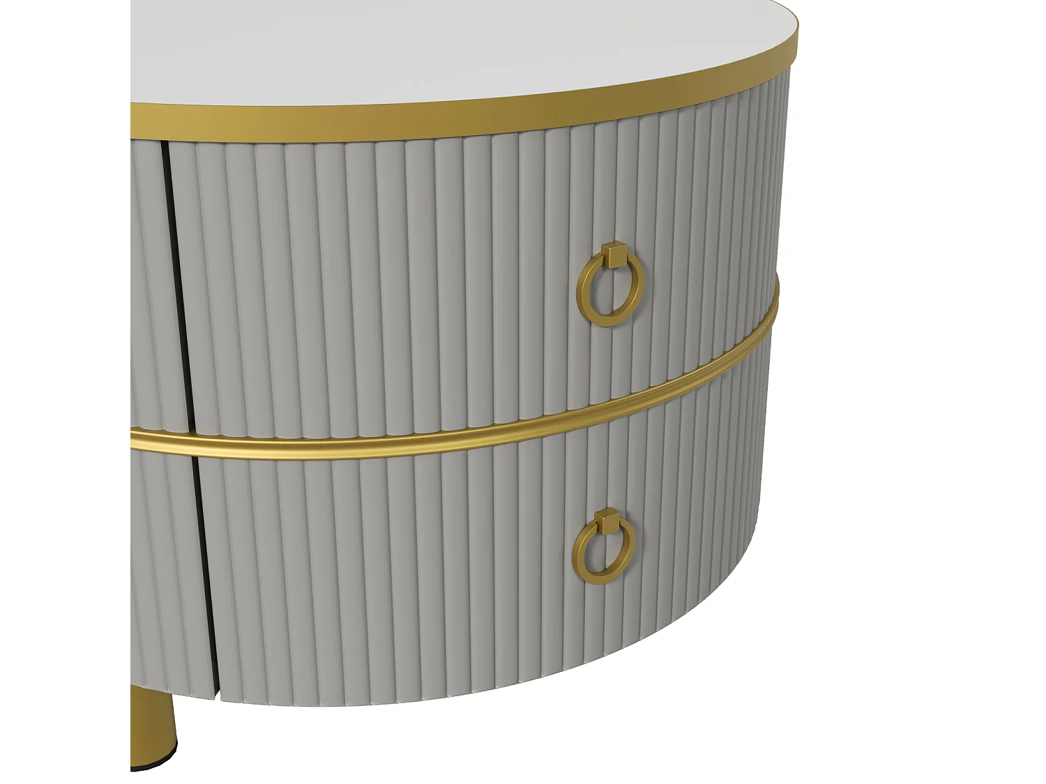 Set van 2 ronde salontafels, 70x50 cm - met bruin glazen blad, 2 lades, modern design - grijs