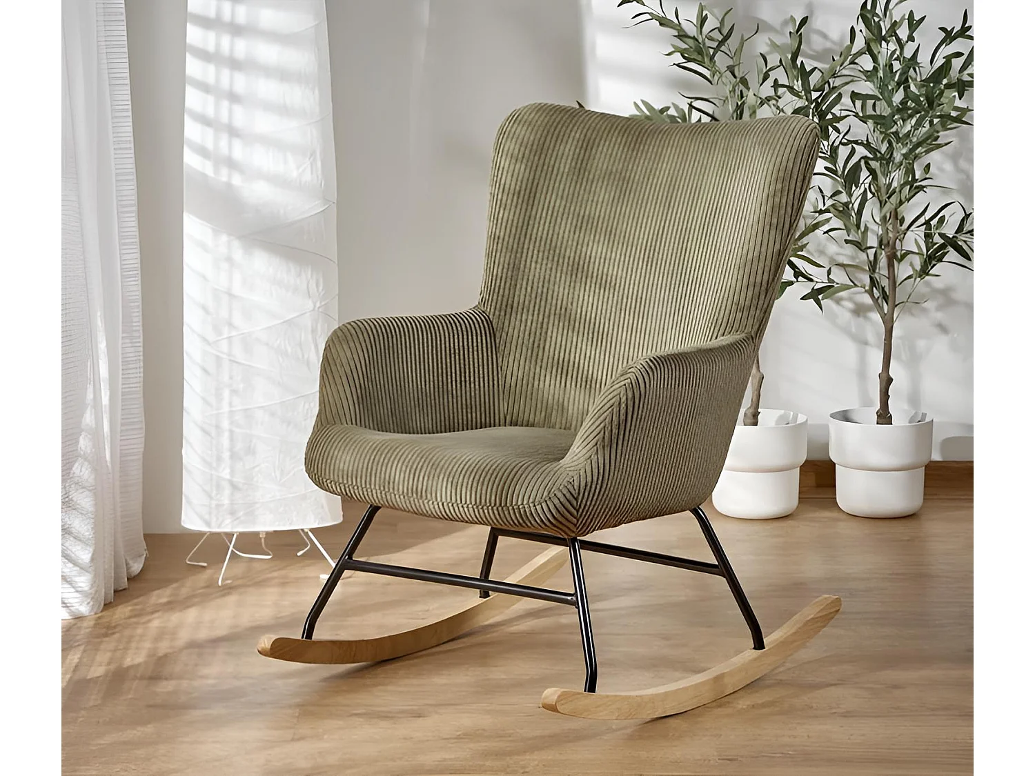 Chaise à bascule Belmiro/Tissu/Vert