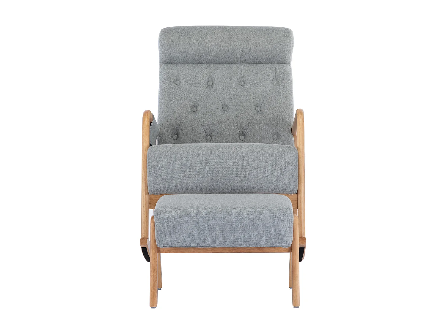 Fauteuil à bascule confortable avec ottoman, Rocking chair mousse avec rembourrage en lin, supporte 300 lb 65x85x94cm, gris clair