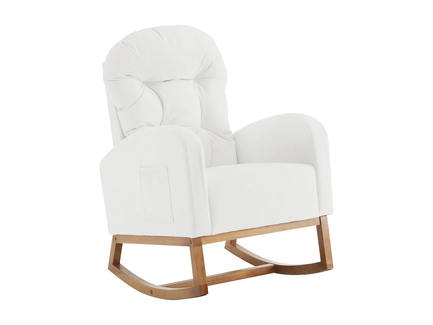 Schommelstoel, gestoffeerde chaise longue voor woonkamer, massief houten poten 68,5x101x88cm, wit