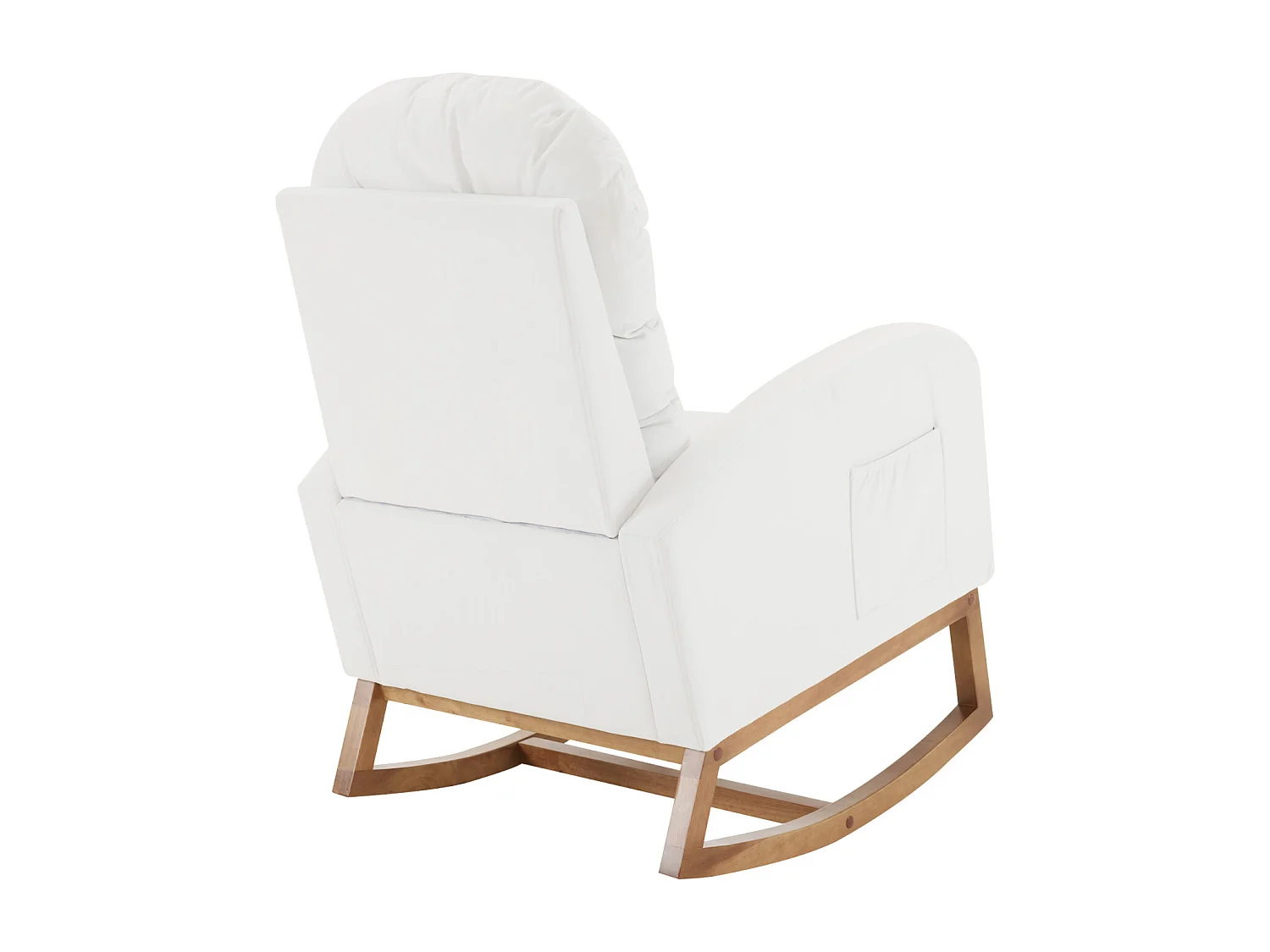 Schommelstoel, gestoffeerde chaise longue voor woonkamer, massief houten poten 68,5x101x88cm, wit