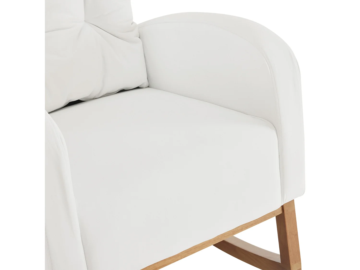 Schommelstoel, gestoffeerde chaise longue voor woonkamer, massief houten poten 68,5x101x88cm, wit