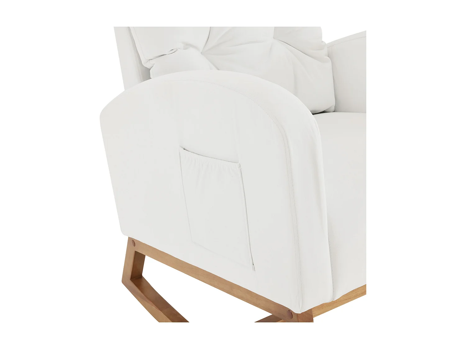 Schommelstoel, gestoffeerde chaise longue voor woonkamer, massief houten poten 68,5x101x88cm, wit