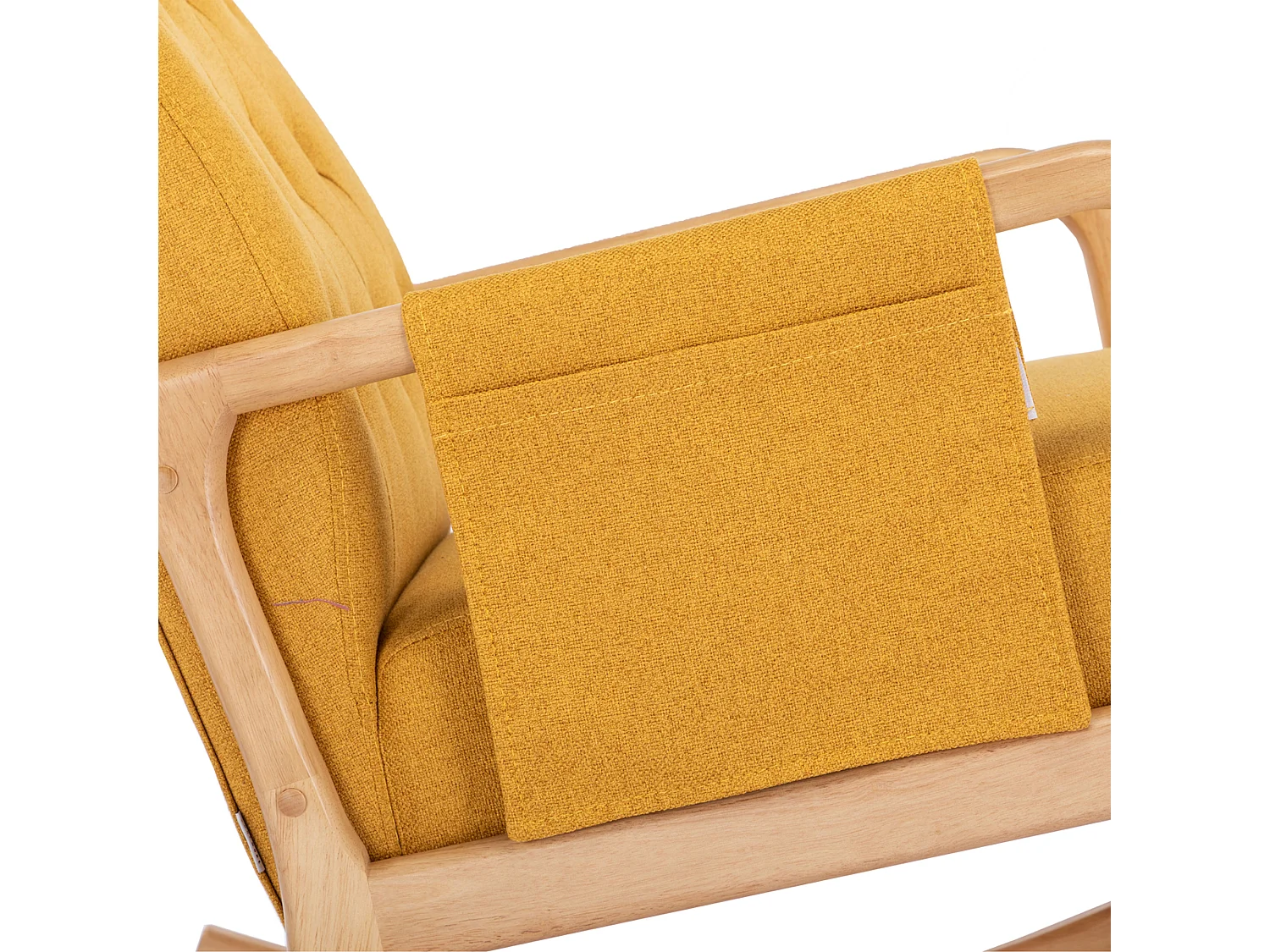 Comfortabele schommelstoel met voetenbank, schommelstoel van schuim met linnen bekleding, ondersteunt 300 lbs 65x85x94cm, Yellowv