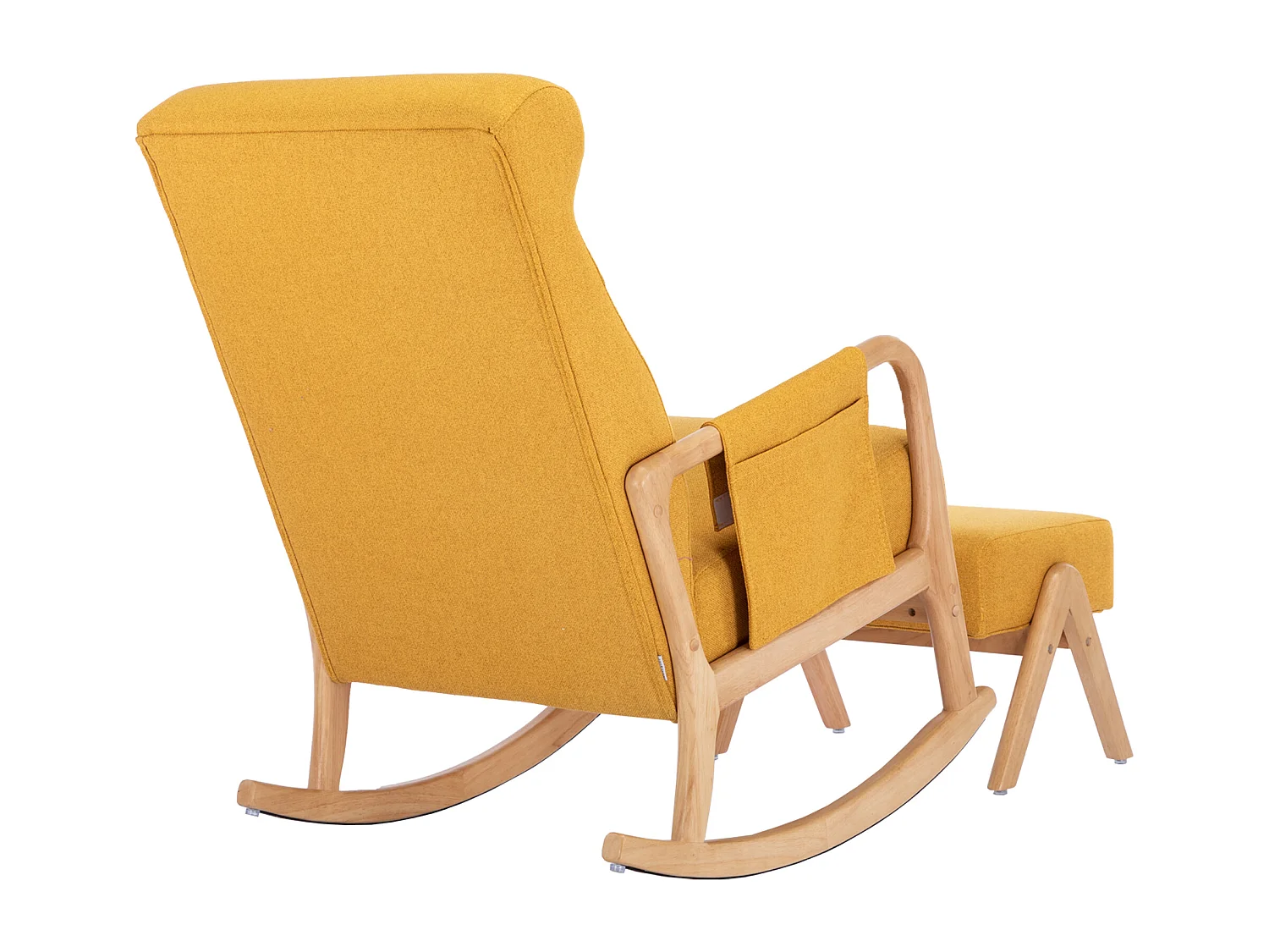 Comfortabele schommelstoel met voetenbank, schommelstoel van schuim met linnen bekleding, ondersteunt 300 lbs 65x85x94cm, Yellowv