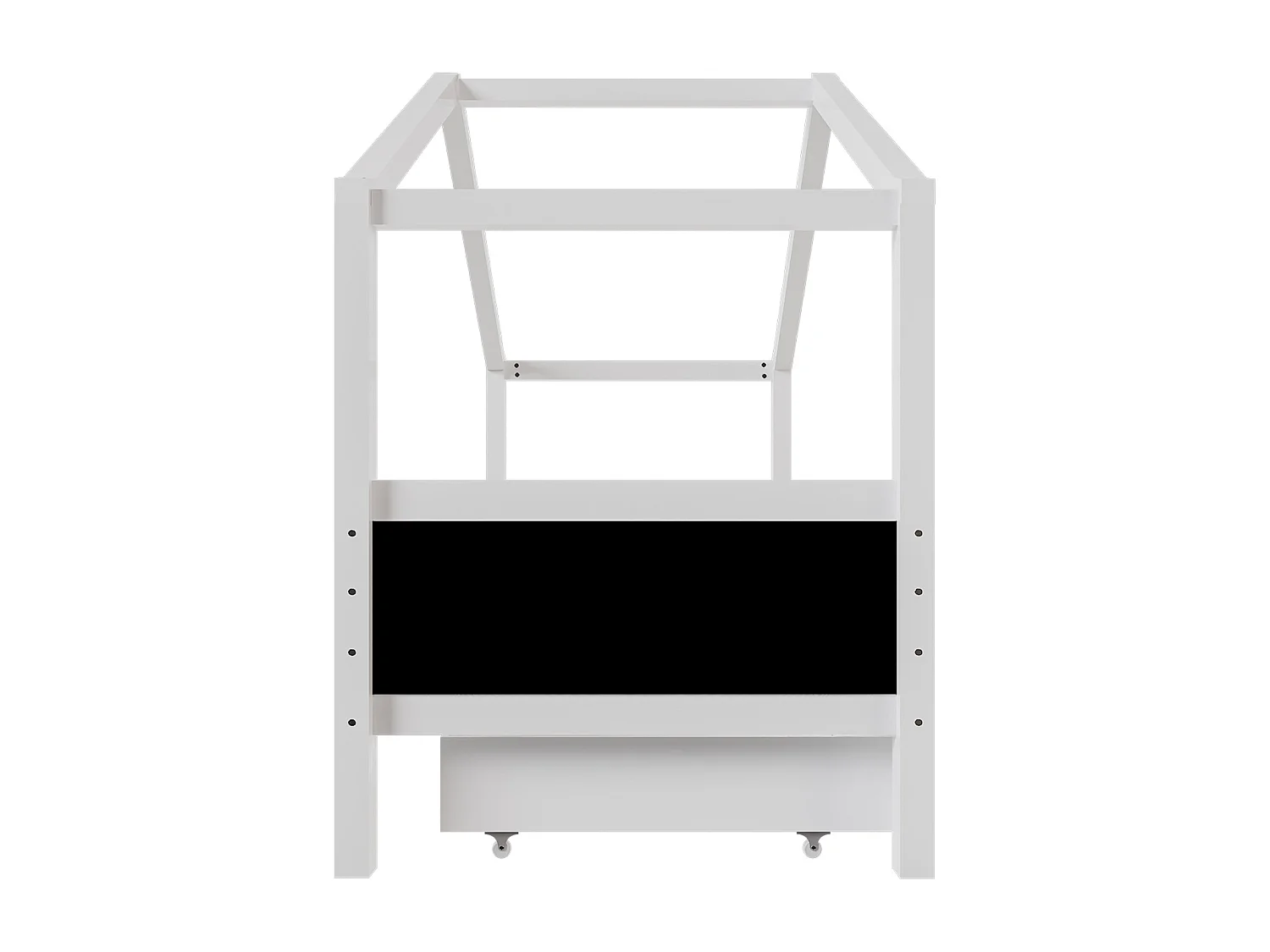 Letto a soppalco per bambini 90 x 200 cm, struttura in pino con 2 cassetti e rete a doghe, senza materasso, bianco