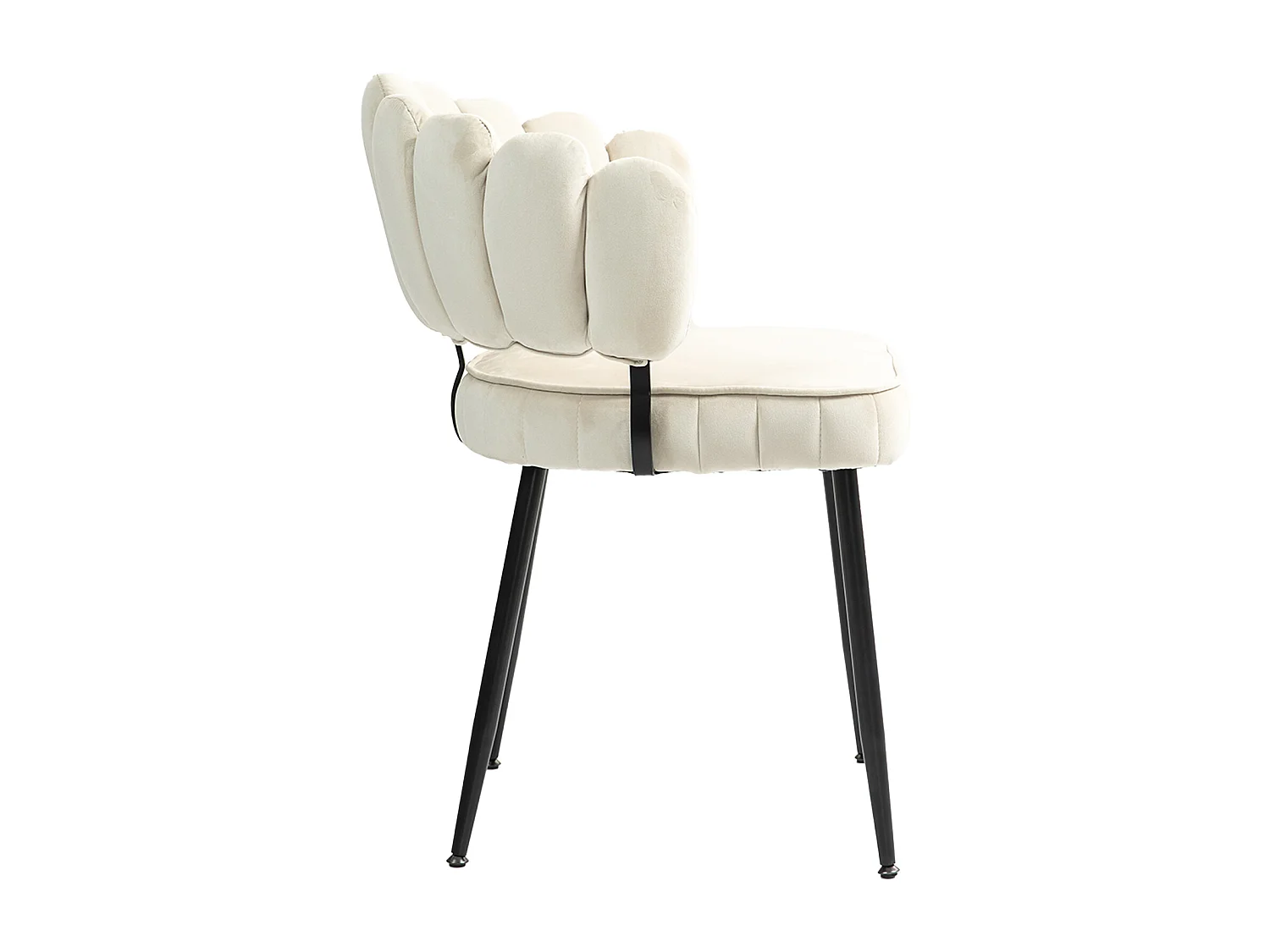 Set van 2 zachte fluwelen eetkamerstoelen, comfortabele gestoffeerde woonkamerstoel, make-upkamer/slaapkamer, moderne vingervormige rugleuning, kaptafel beige