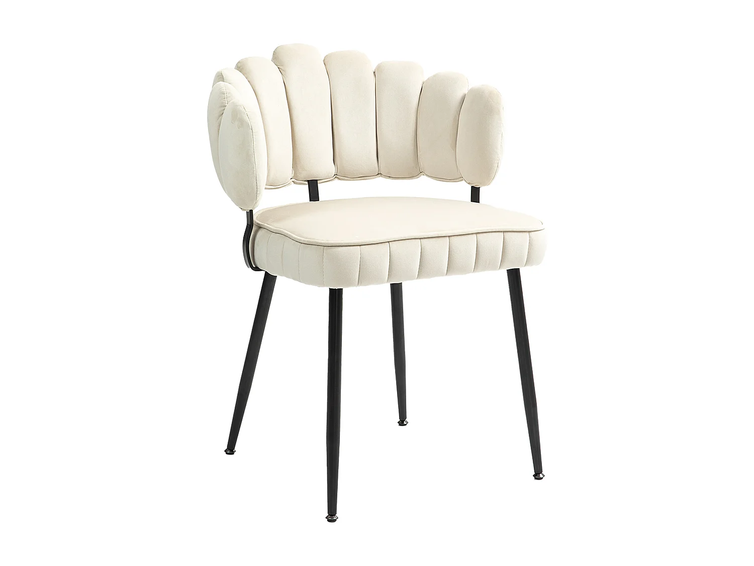 Set van 2 zachte fluwelen eetkamerstoelen, comfortabele gestoffeerde woonkamerstoel, make-upkamer/slaapkamer, moderne vingervormige rugleuning, kaptafel beige