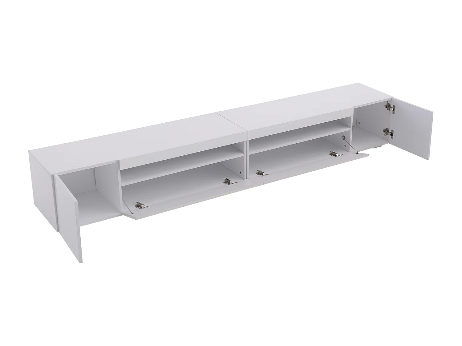 Meuble TV moderne blanc, panneau lumineux, éclairage LED variable, salon et salle à manger 240cm (panneau brillant, pas brillant)