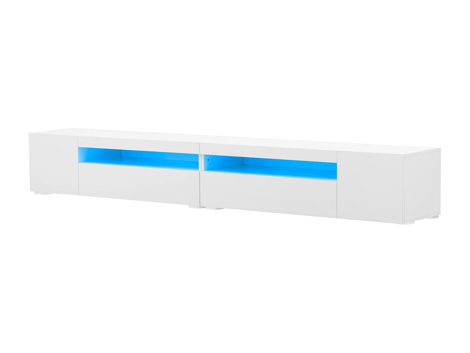 Meuble TV moderne blanc, panneau lumineux, éclairage LED variable, salon et salle à manger 240cm (panneau brillant, pas brillant)