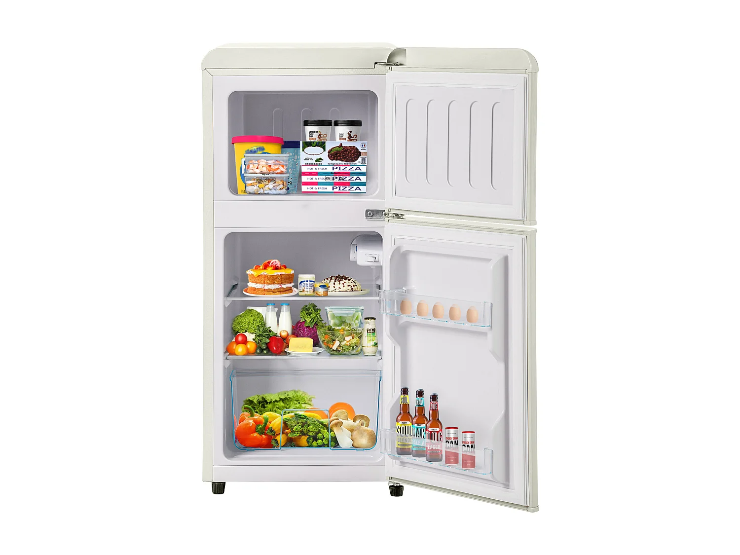 Refrigerador retro. Frigorífico-congelador combinado con un volumen total de 60 litros, un volumen de congelador de 22 litros.