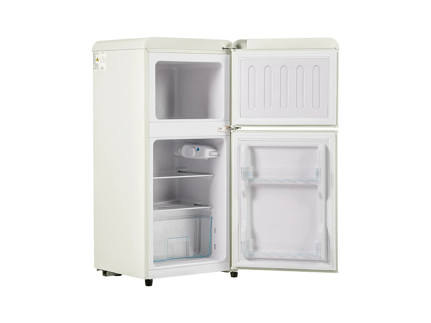 Réfrigérateur rétro. Réfrigérateur-congélateur combiné avec un volume total de 60 litres, un volume de congélateur de 22 litres