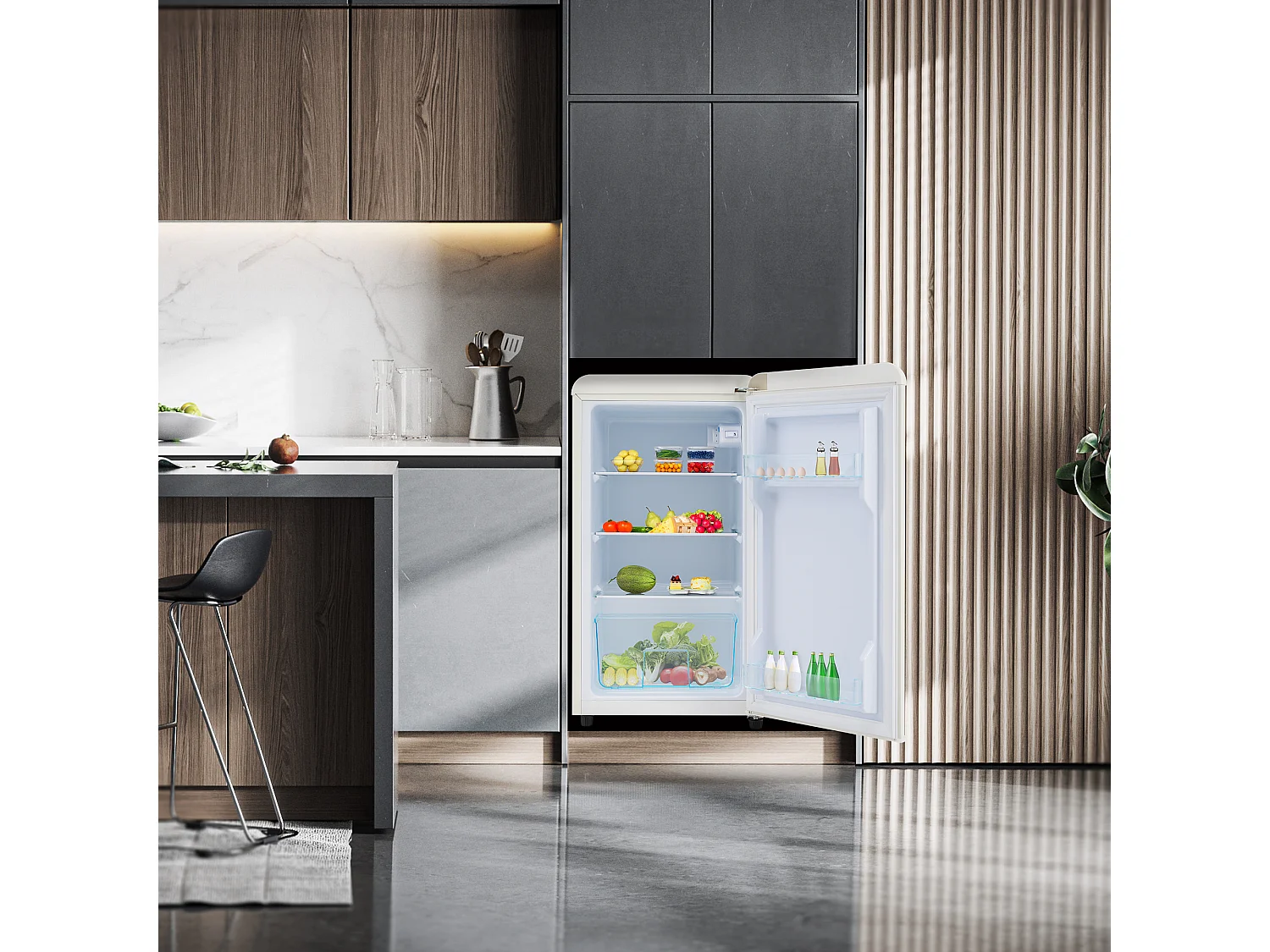 Réfrigérateur,76L, 1 PORTR,éclairage par LED,Pieds réglables,41*42*75 cm,blanc