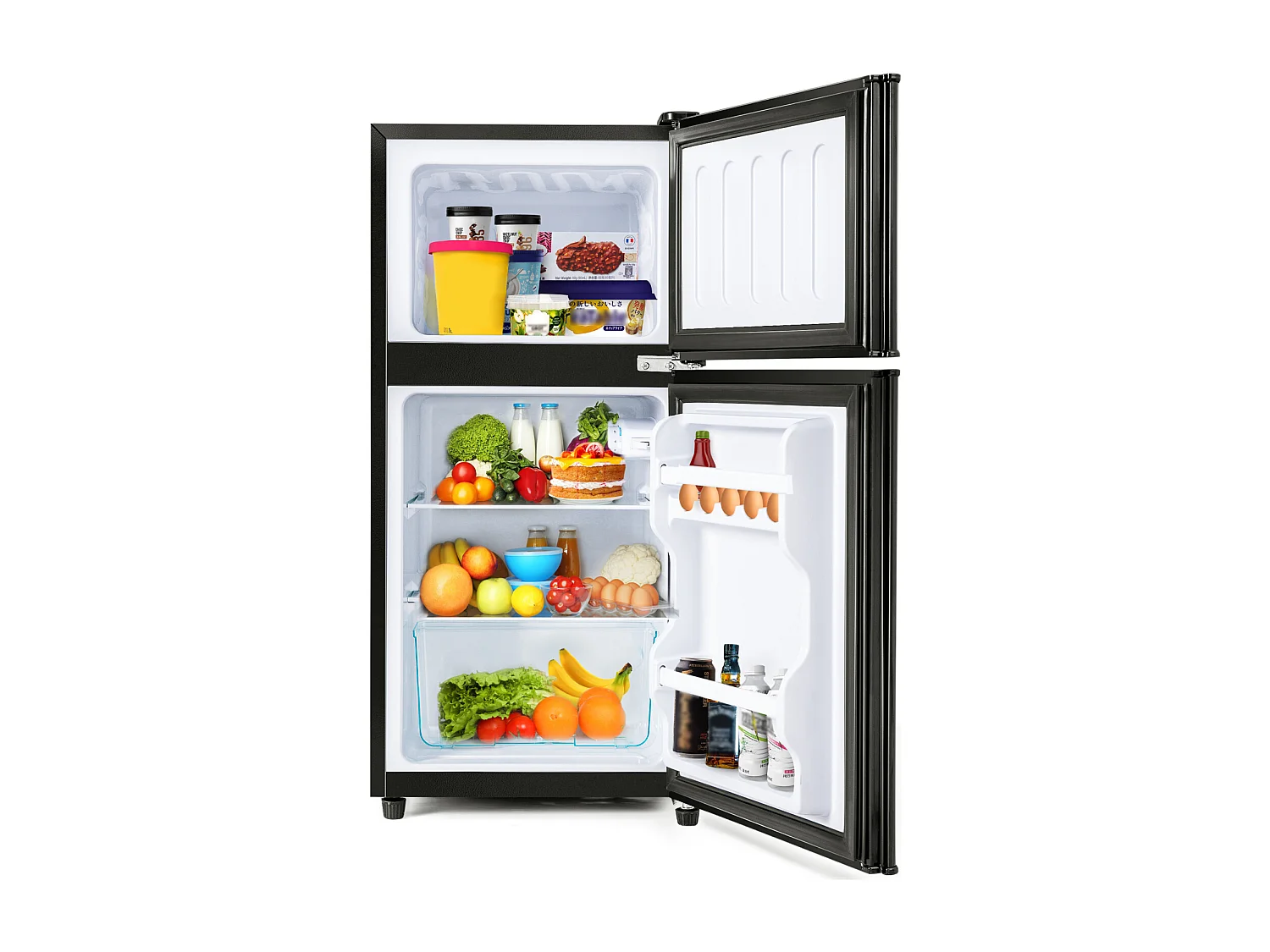Mini Frigorífico - Congelador 22L + Frigorífico 38L - 42x45,5x86,8cm - 172 kWh/ano, Luz LED - Classe F - Preto