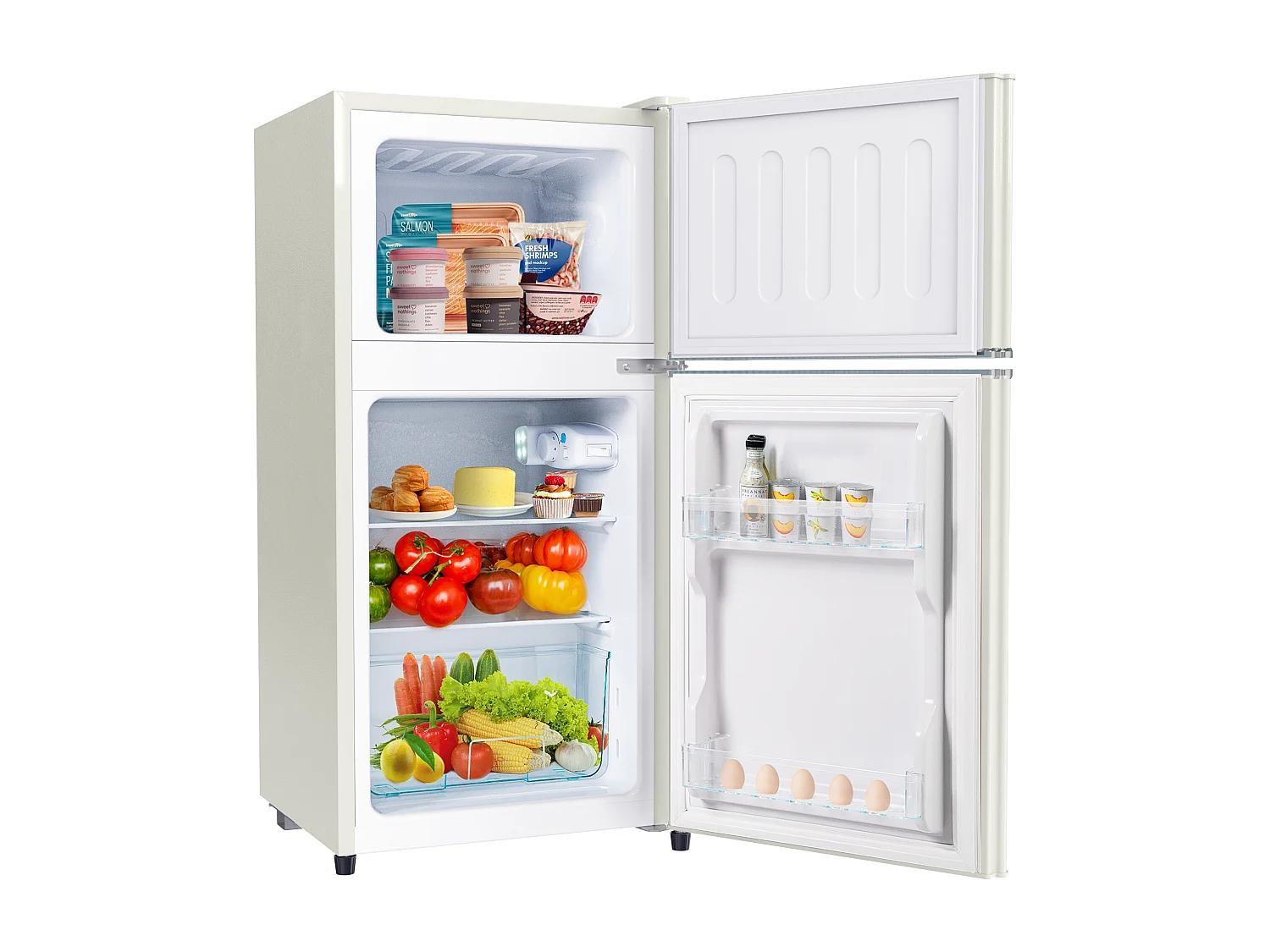 Mini Réfrigérateur - 22L congélateur + 38L réfrigérateur - 42.5x45.5x86.8cm - 163 kWh/an, lumière LED - Classe F -Blanc