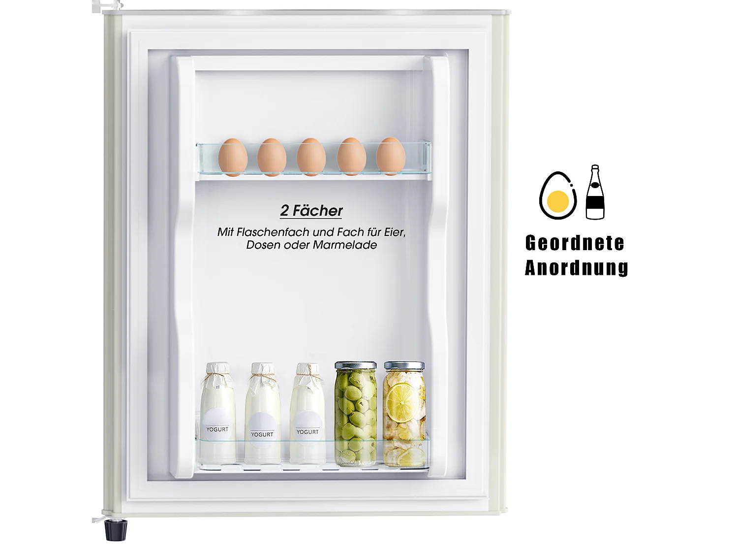 Mini Réfrigérateur - 22L congélateur + 38L réfrigérateur - 42.5x45.5x86.8cm - 163 kWh/an, lumière LED - Classe F -Blanc