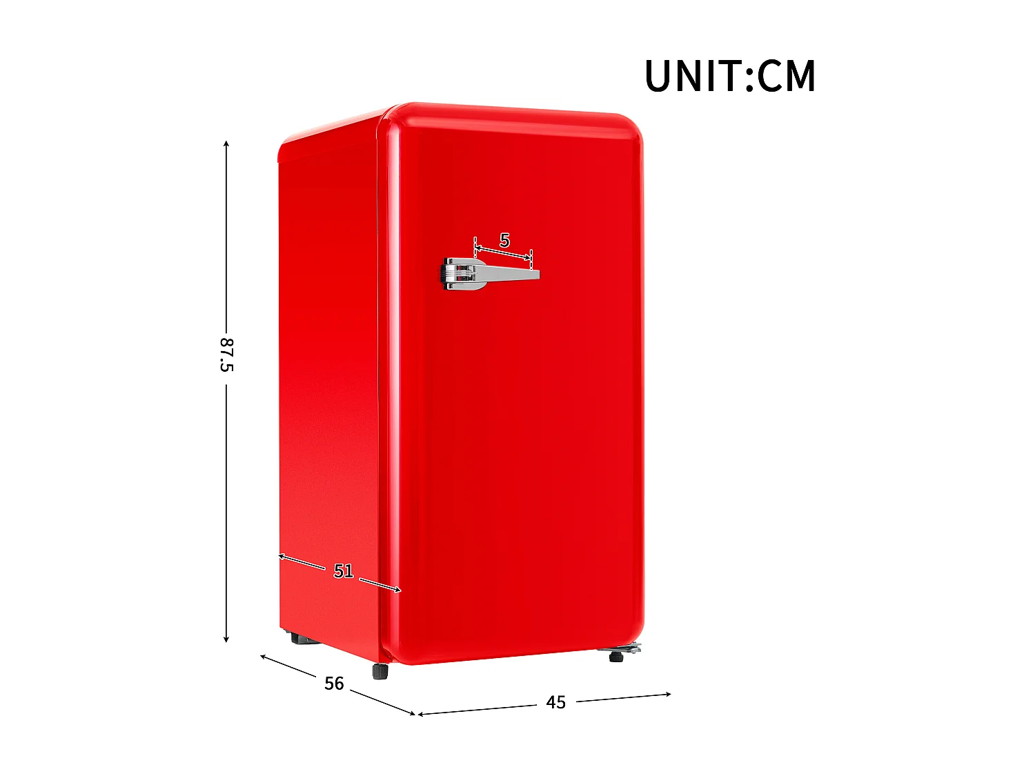 Frigorífico, COM UMA PORTA, 91L, com mini congelador, 85 kWh/ano, luz LED, Classe E, 45*51*88 cm-preto