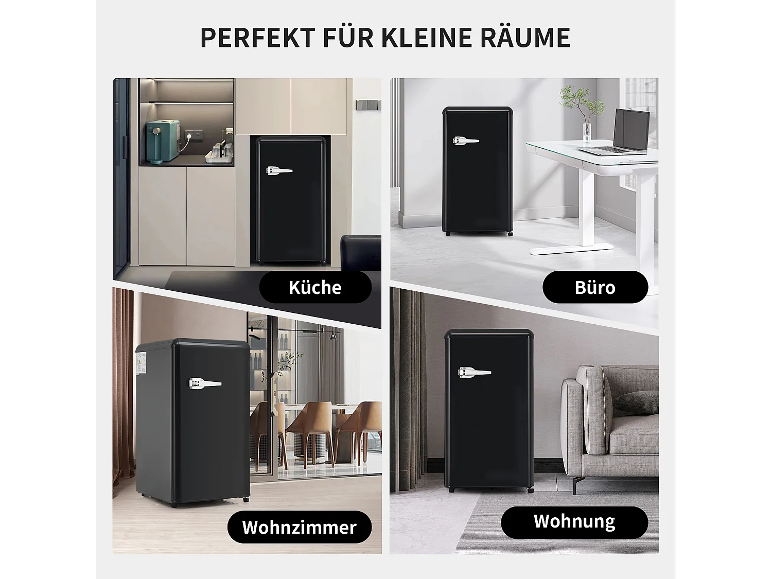 Réfrigérateur,76L, 1 PORTR,éclairage par LED,Pieds réglables,41*42*75 cm,NOIR