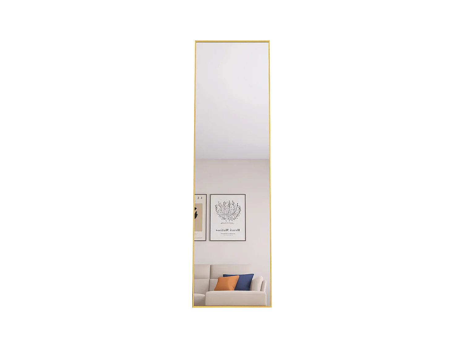 Miroir sur Pied Rectangle avec Cadre en Métal Miroir sur Pied HD Grand pour Salon, Chambre et Dressing Miroir Doré 140x40cm