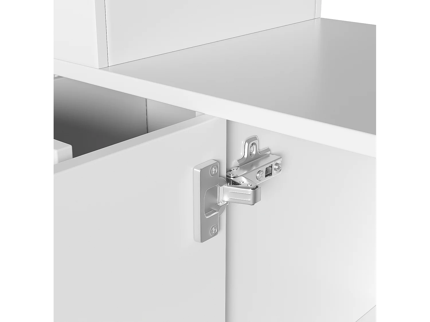 Hochklappbarer Couchtisch 90x50x40+60x40,5x54cm - LED-Multifunktionstisch, einzigartiges Design, viel Stauraum - weiß