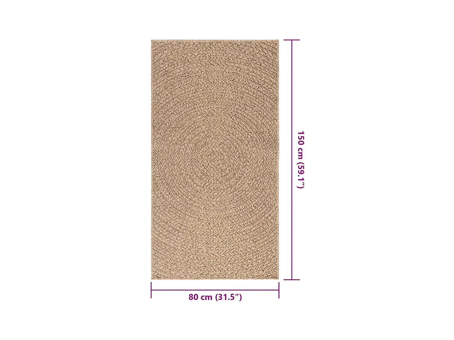 Veno  Tapis ZIZUR 80x150 cm aspect de jute intérieur et extérieur