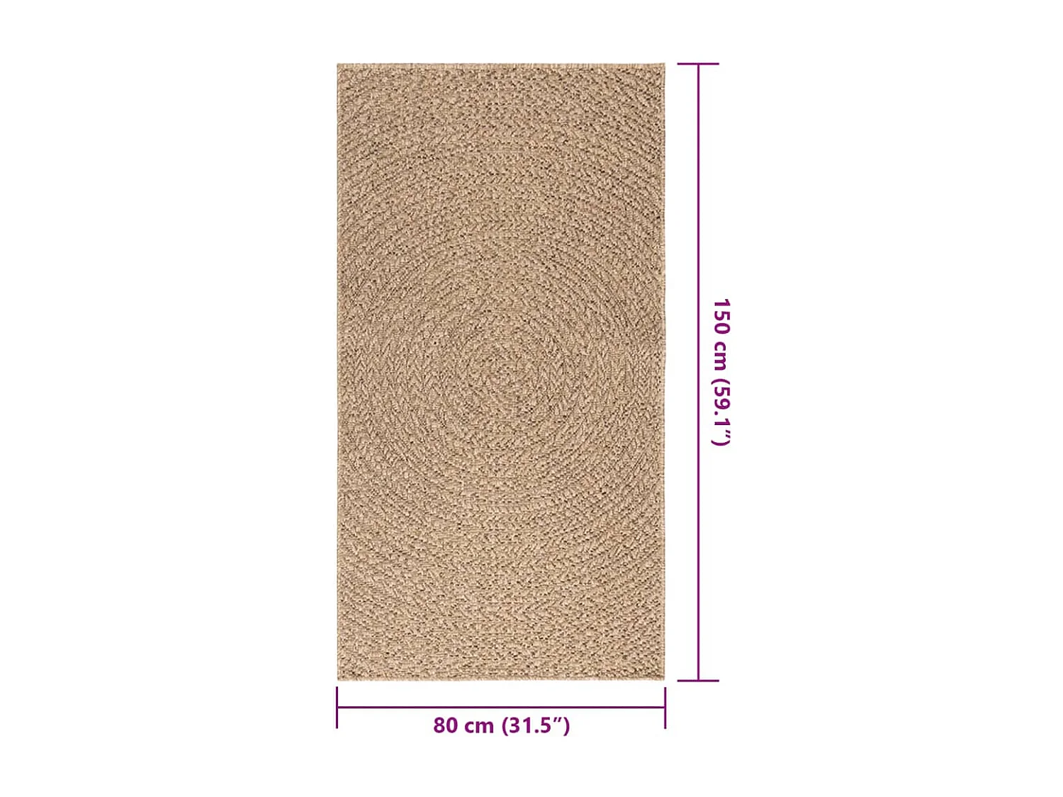 Veno  Tapis ZIZUR 80x150 cm aspect de jute intérieur et extérieur