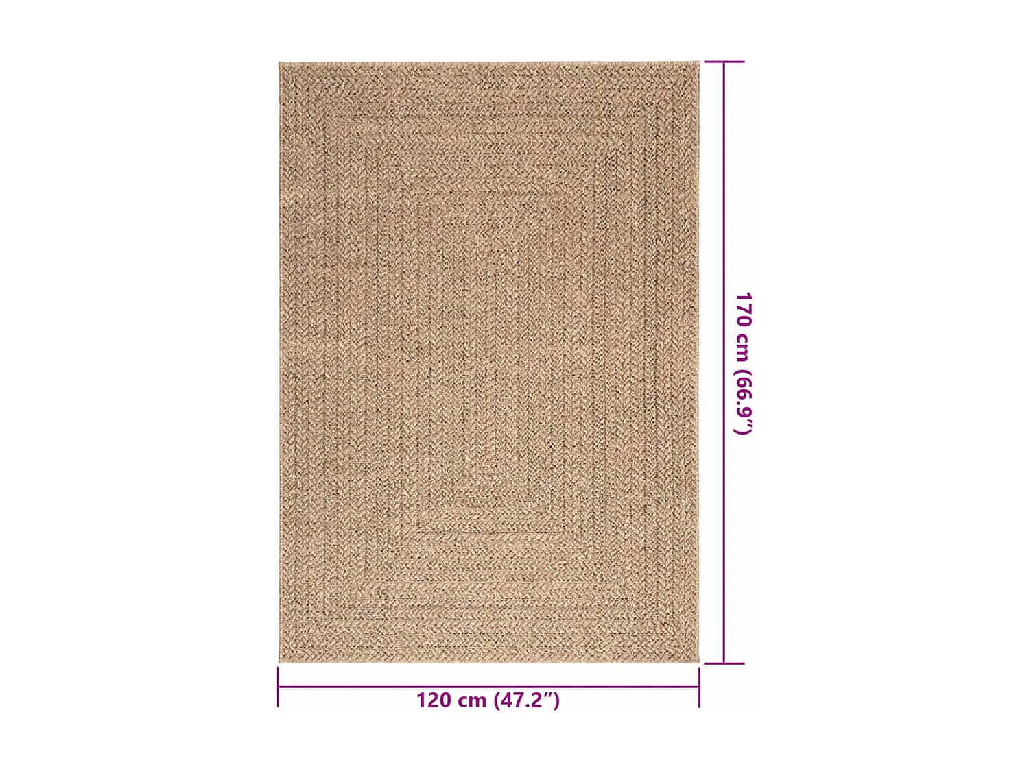 Veno  Tapis 120x170 cm aspect jute intérieur et extérieur