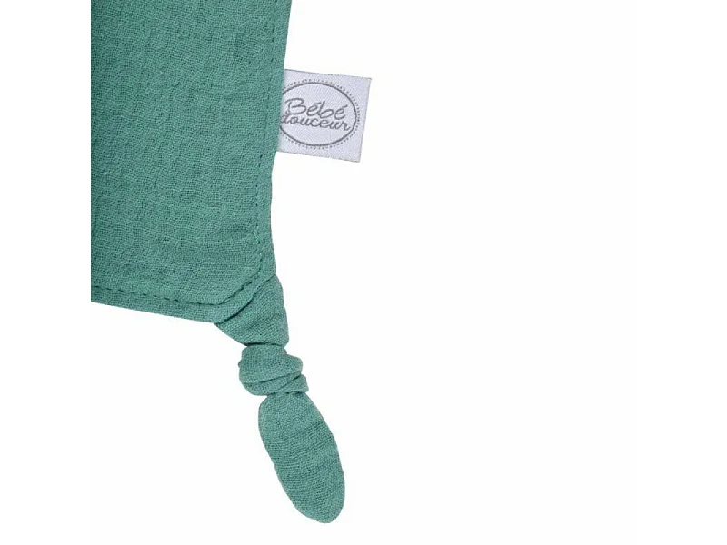 Doudou mouchoir "Nuage" en gaze de coton - Vert foncé - l 30 x L 46 cm