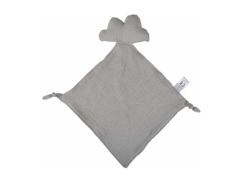 Doudou mouchoir "Nuage" en gaze de coton - Gris - l 30 x L 46 cm