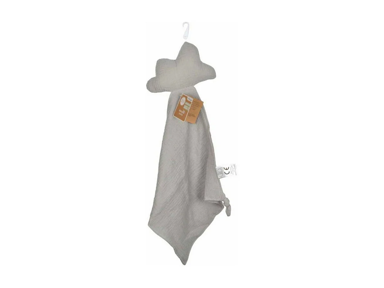 Doudou mouchoir "Nuage" en gaze de coton - Gris - l 30 x L 46 cm