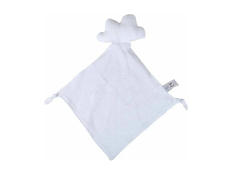 Doudou mouchoir "Nuage" en gaze de coton - Blanc - l 30 x L 46 cm