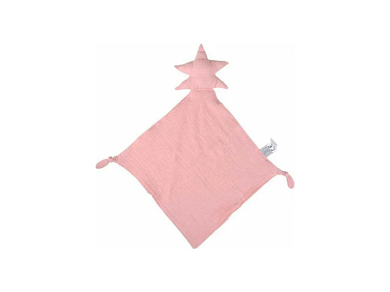 Doudou mouchoir "Étoile" en gaze de coton - Rose - l 30 x L 46 cm