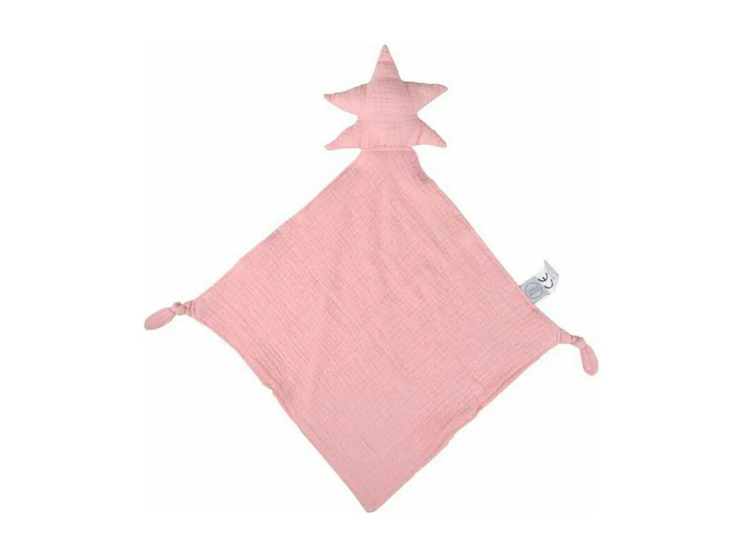 Doudou mouchoir "Étoile" en gaze de coton - Rose - l 30 x L 46 cm