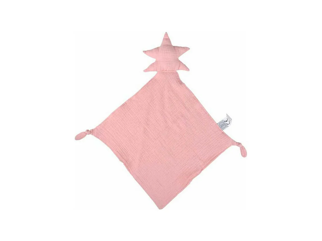 Doudou mouchoir "Étoile" en gaze de coton - Rose - l 30 x L 46 cm