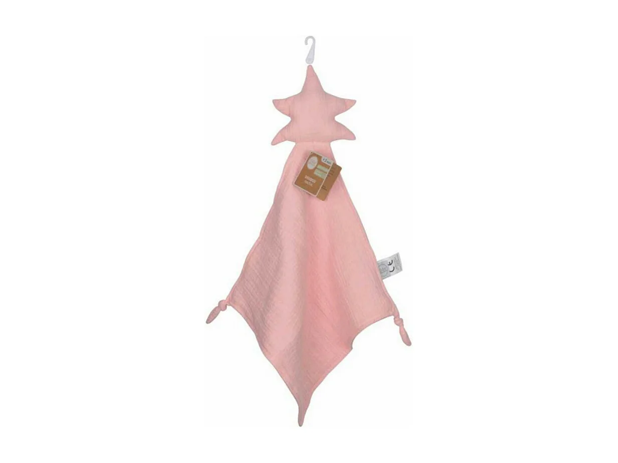 Doudou mouchoir "Étoile" en gaze de coton - Rose - l 30 x L 46 cm