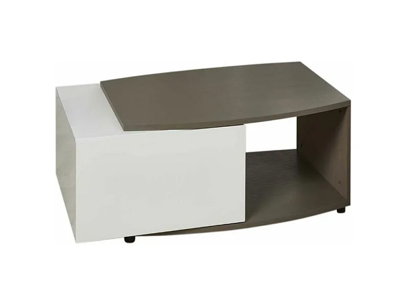 Table Basse 1 Tiroir "Pyloza" 120cm Blanc & Taupe