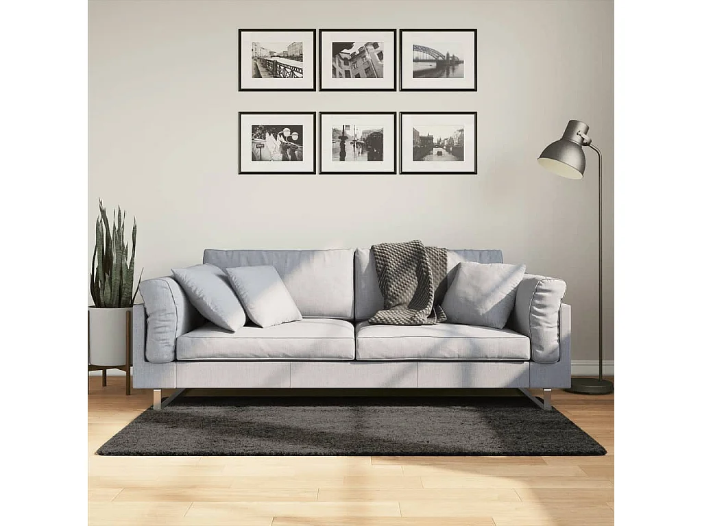 High Point  Teppich ISTAN Hochflor Glänzend Anthrazit 80x150 cm