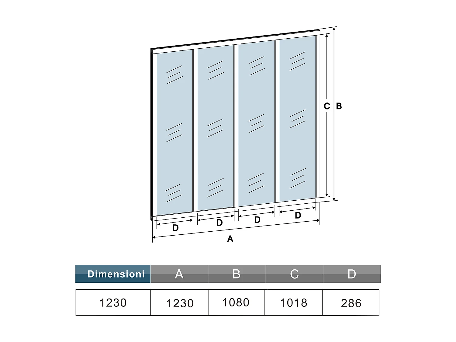 Parete Vetrata Interna 123x108 cm in Vetro Temperato Trasparente da 4 mm 4 Lastre Corniciate Profilo Nero Opaco Divisorio da Casa